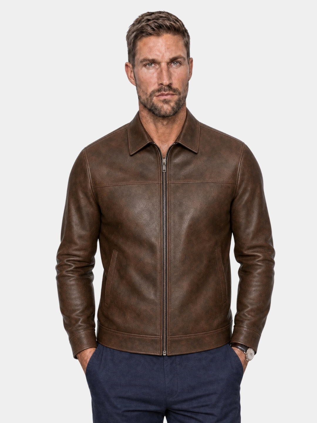 Jaqueta de couro Regent Estate - Cross & Crown
