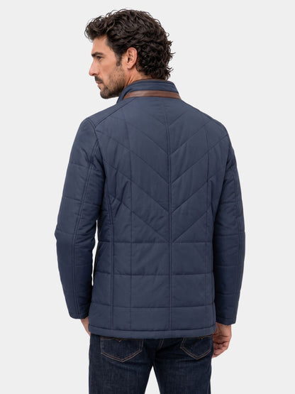 Back view of the navy quilted jacket