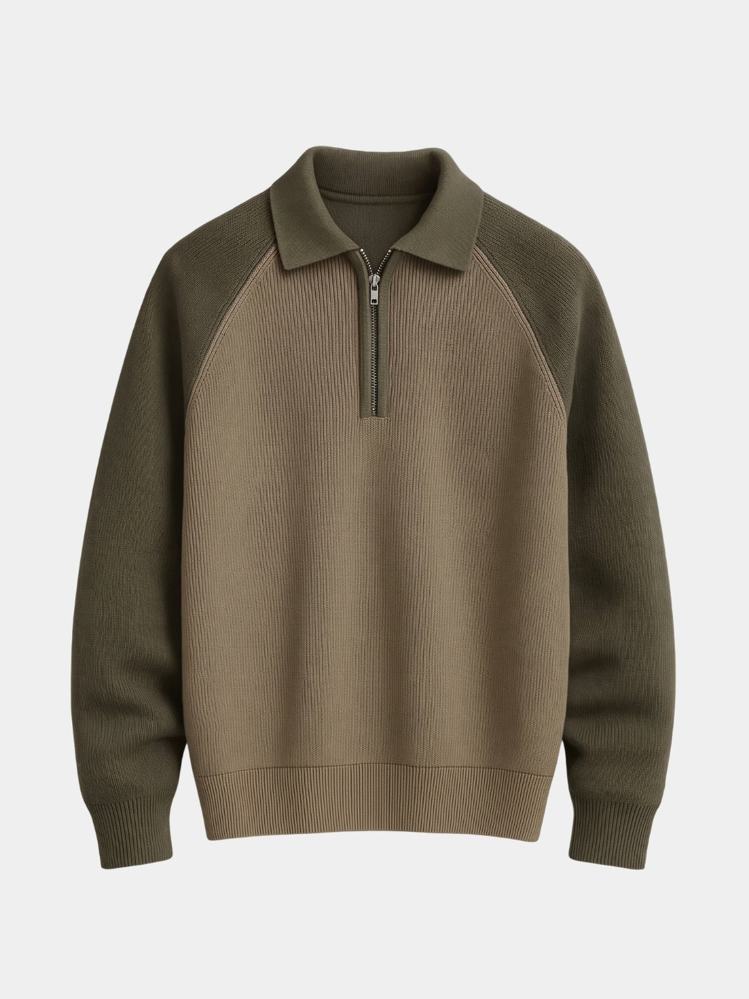 Suéter raglan com zíper de um quarto - Cross & Crown