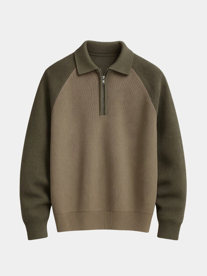 Suéter raglan com zíper de um quarto - Cross & Crown
