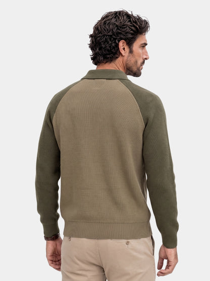 Suéter raglan com zíper de um quarto - Cross & Crown