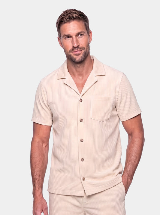 Minimalist Corduroy Set Shorts and Shirt - Cross & Crown - front