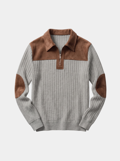 Camborne Elbow Patch Quarter Zip Pullover - Cross & Crown