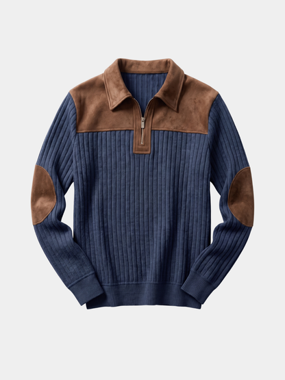 Camborne Elbow Patch Quarter Zip Pullover - Cross & Crown