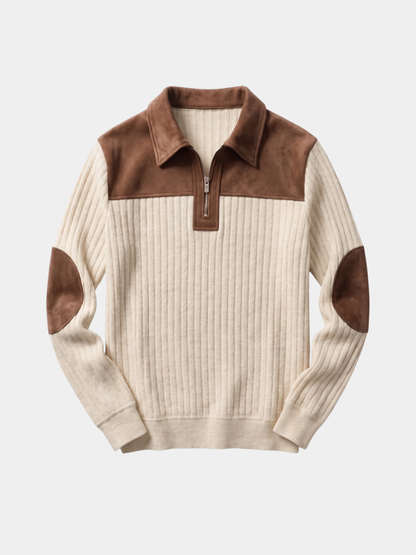 Camborne Elbow Patch Quarter Zip Pullover - Cross & Crown