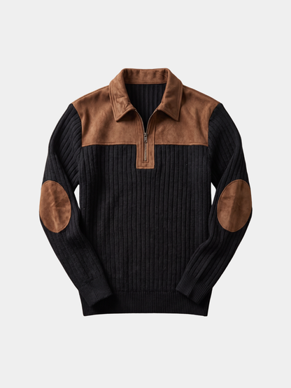 Camborne Elbow Patch Quarter Zip Pullover - Cross & Crown