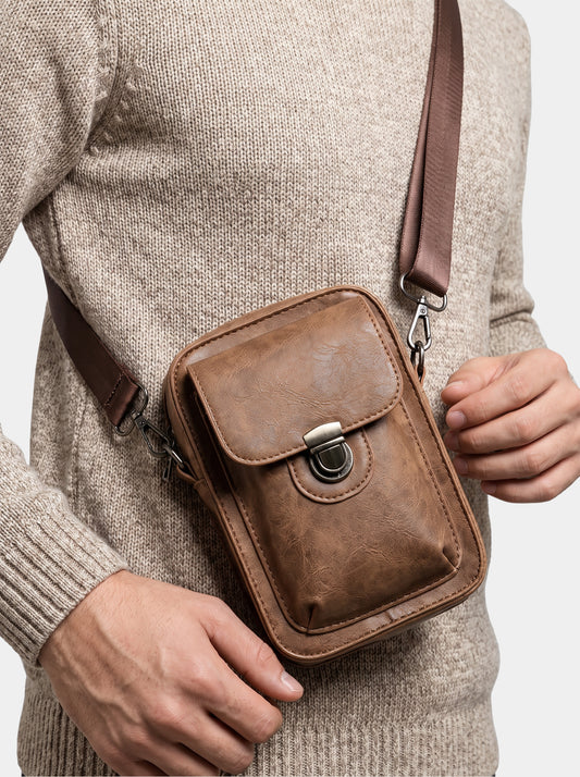 Vintage-Mini-Lederschultertasche zum Umhängen – Cross & Crown