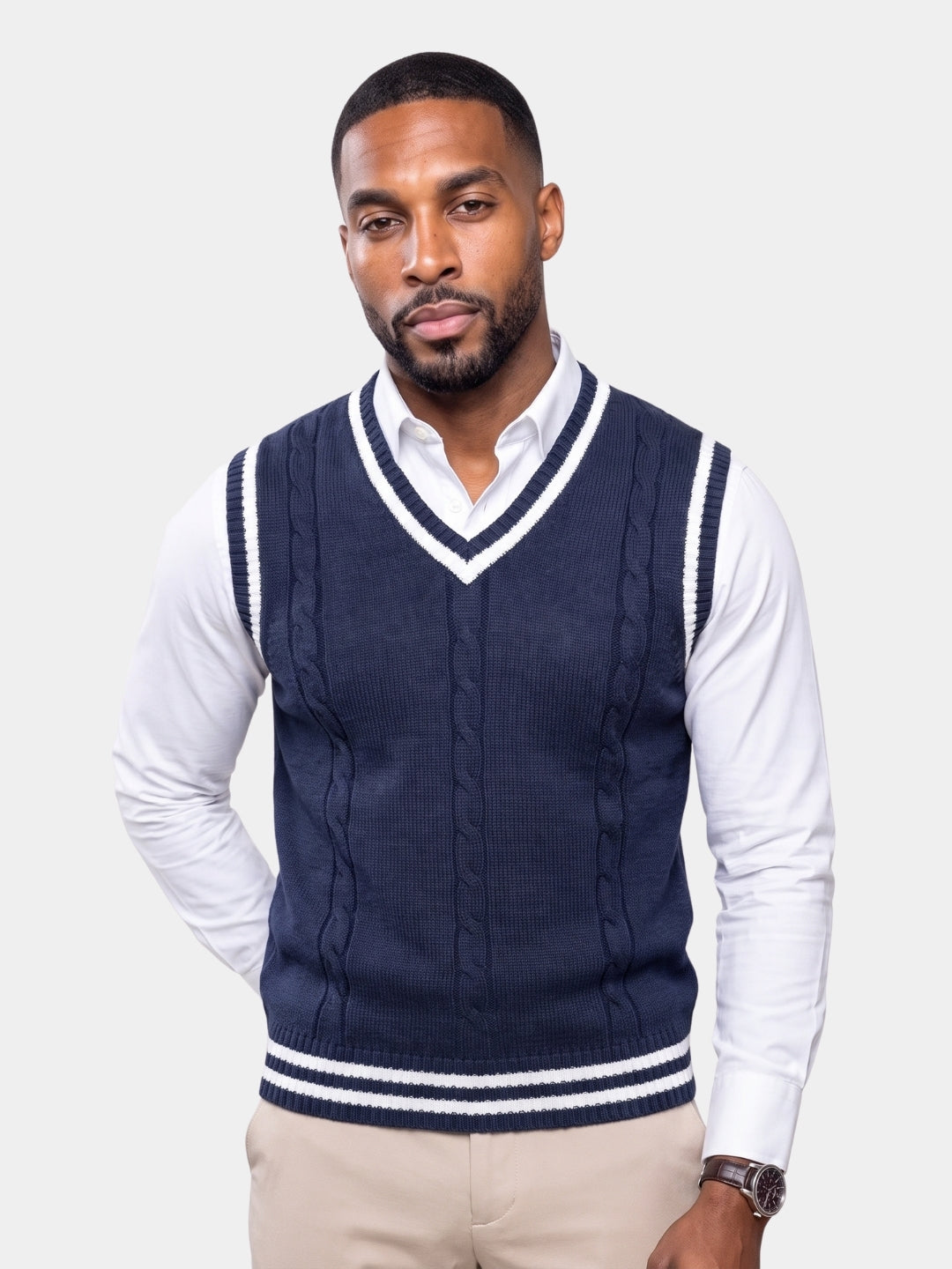 V Neck Elegant Knit Vest - Cross & Crown