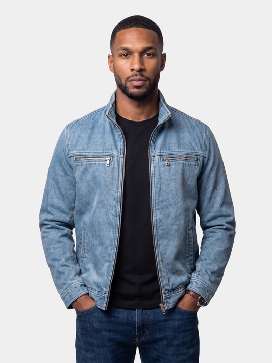 Valmont Vintage Wash Blue Jacket - Cross & Crown
