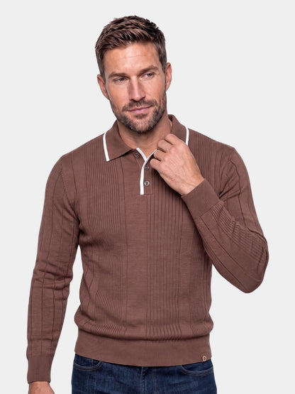 Vertical Ridge Knit Polo Shirt - Cross & Crown