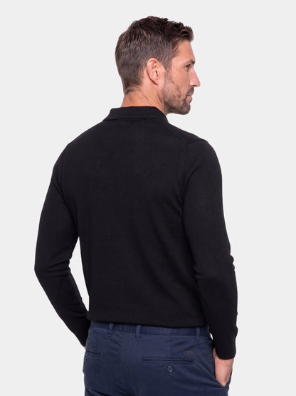 Pulôver polo de malha de lã com botões - Cross & Crown