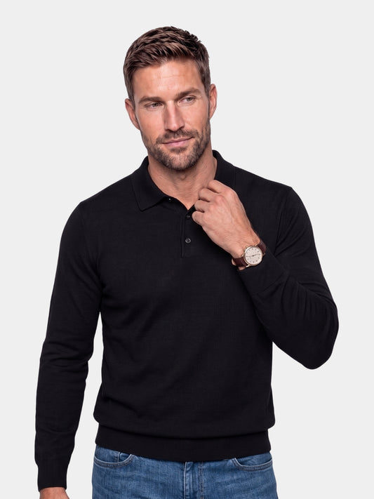 Wool Knit Button Up Polo Pullover - Cross & Crown