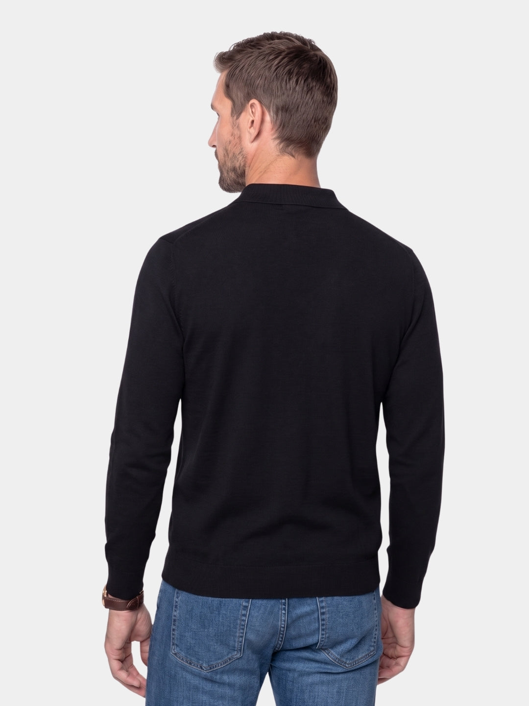 Wool Knit Button Up Polo Pullover - Cross & Crown
