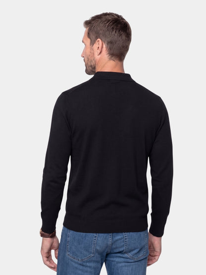 Wool Knit Button Up Polo Pullover - Cross & Crown
