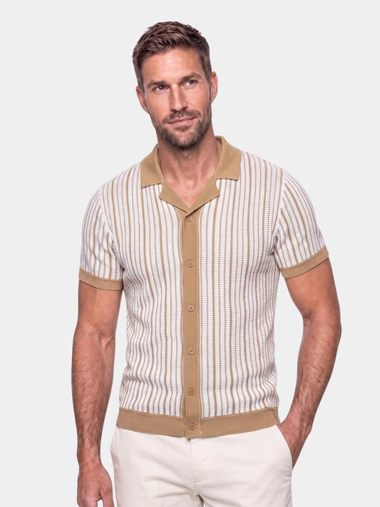 Striped Knit Polo Shirt - Cross & Crown