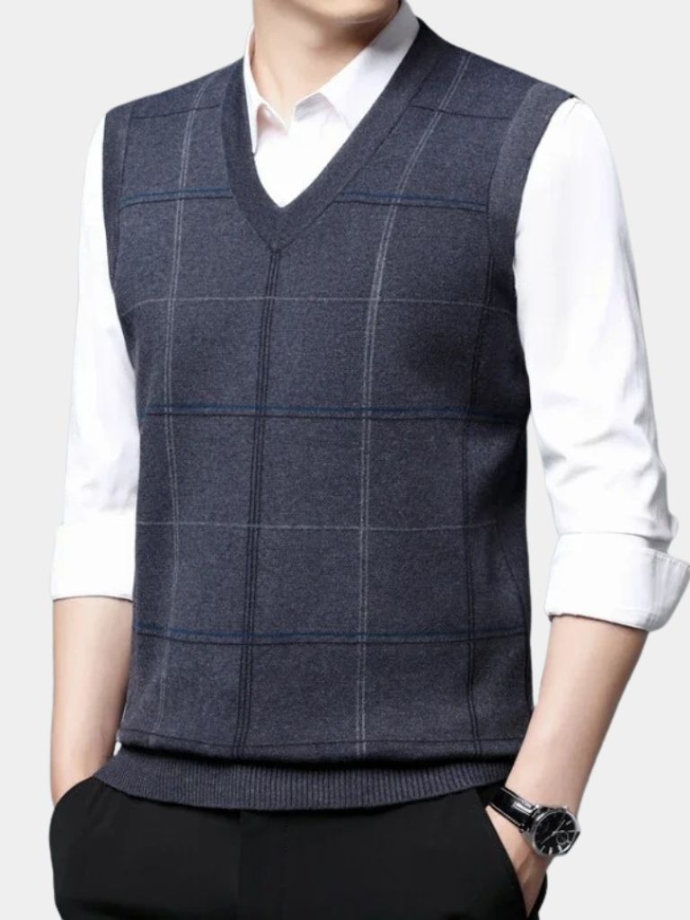Academic Checkered Kinit Vest - Cross & Crown - Cross & Crown