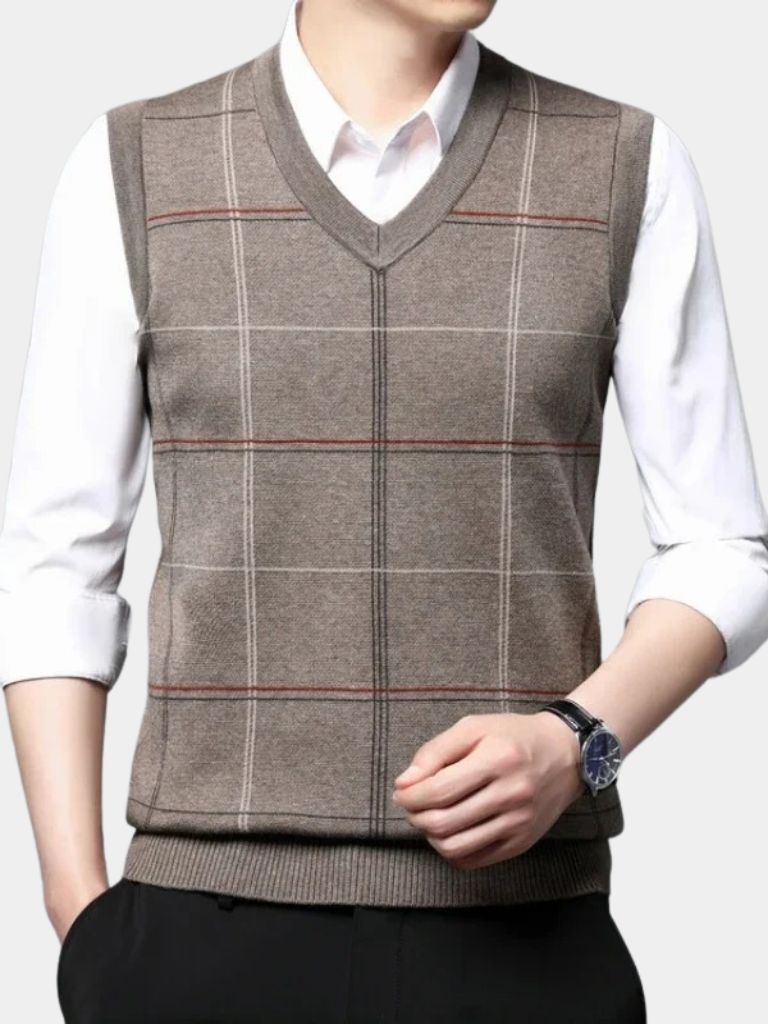 Academic Checkered Kinit Vest - Cross & Crown - Cross & Crown