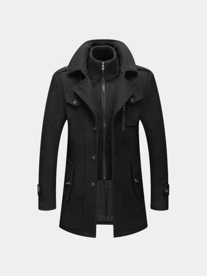 Aristocratic Black Wool Overcoat - Cross & Crown - Cross & Crown