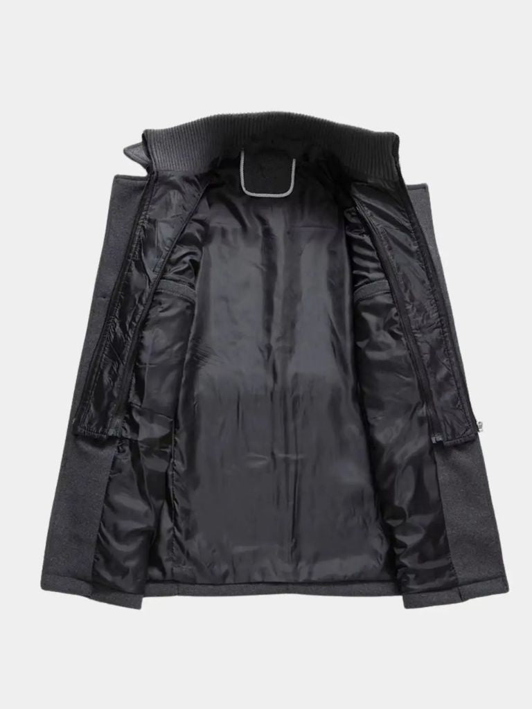 Aristocratic Black Wool Overcoat - Cross & Crown - Cross & Crown