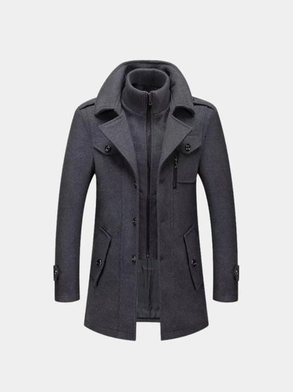 Aristocratic Black Wool Overcoat - Cross & Crown - Cross & Crown