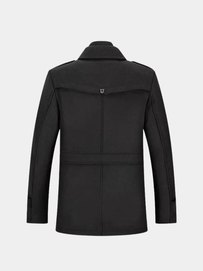 Aristocratic Black Wool Overcoat - Cross & Crown - Cross & Crown