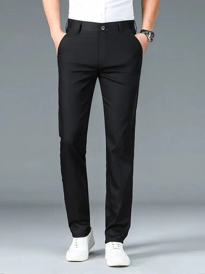 Bamboo Fiber Minimalist Straight Trousers - Cross & Crown - Cross & Crown