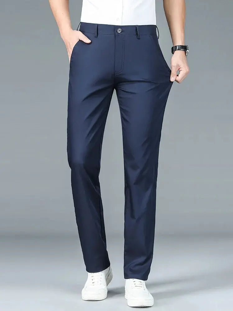Bamboo Fiber Minimalist Straight Trousers - Cross & Crown - Cross & Crown