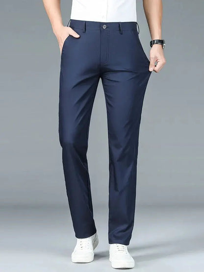 Bamboo Fiber Minimalist Straight Trousers - Cross & Crown - Cross & Crown