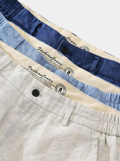 Bleu Horizon Linen Shorts - Cross & Crown - Cross & Crown