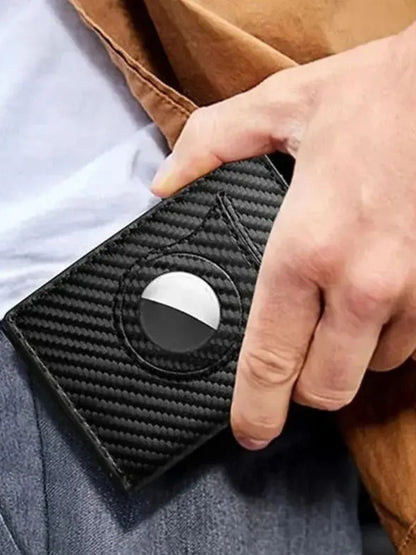 Carbon Fiber Wallet with Air Tag Holder RFID Blocking - Cross & Crown - Cross & Crown
