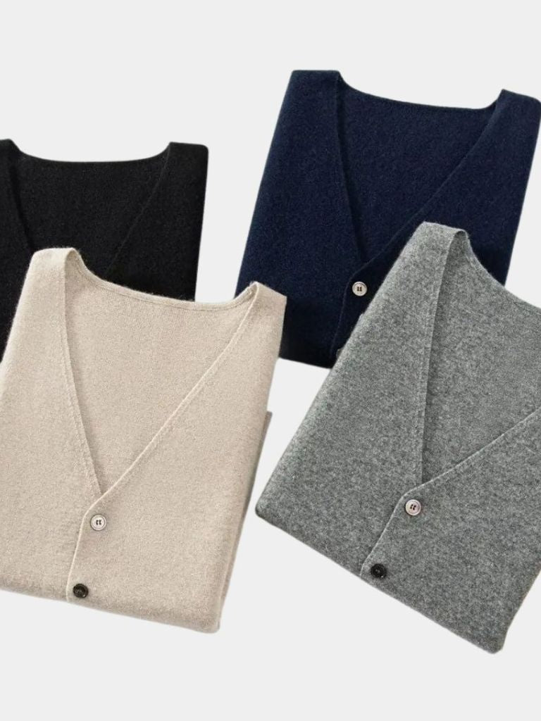 Cashmere Cardigan Vest - Cross & Crown - Cross & Crown