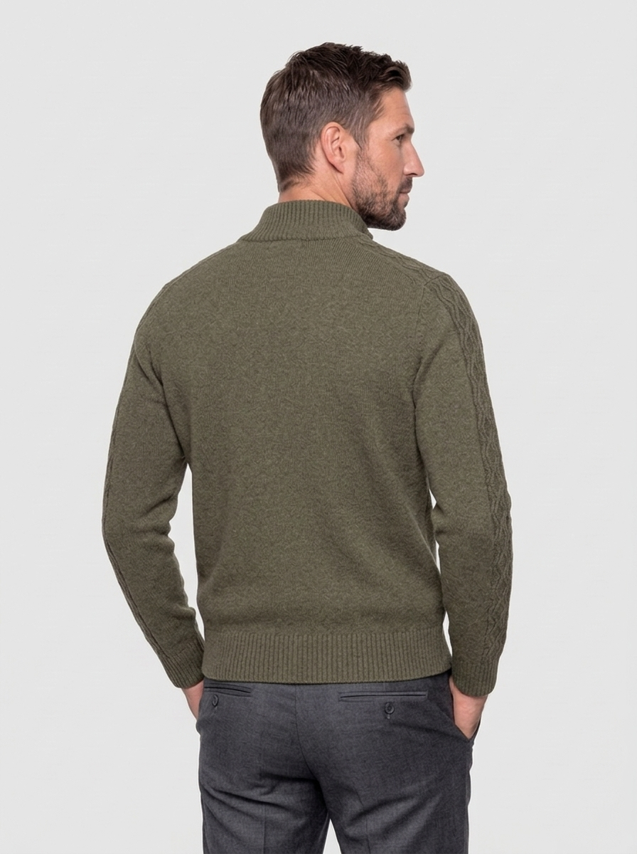 Cashmere Zip Sweater Knit Turtleneck - modelo de costas