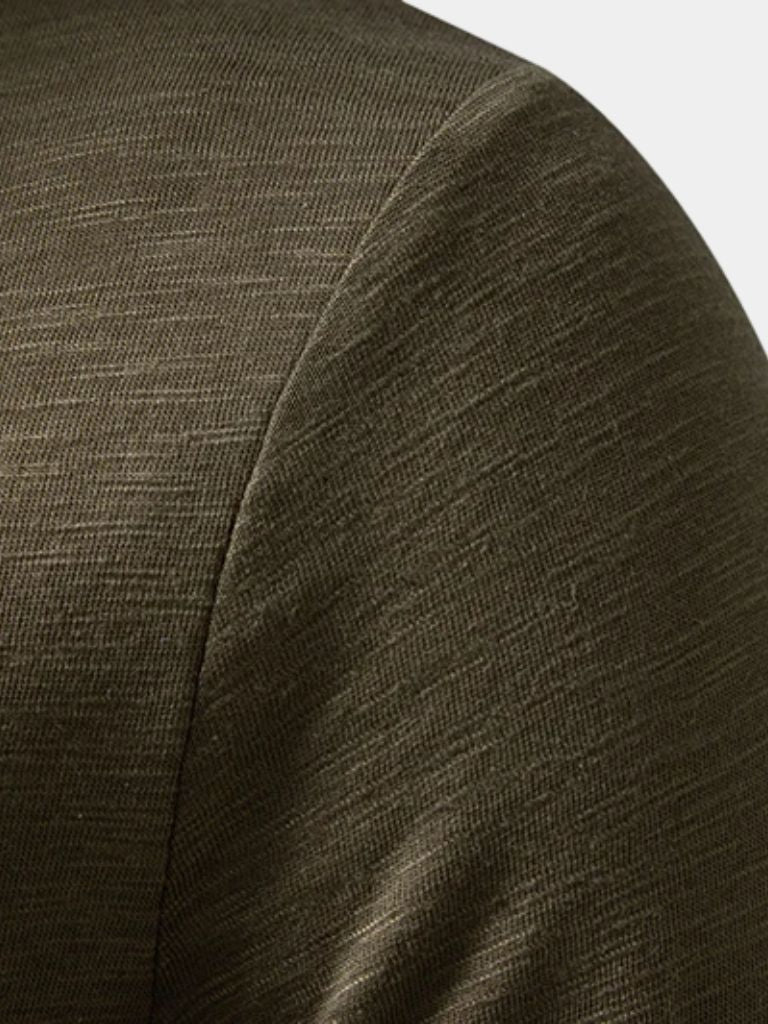 Casual Henry Neck Long Sleeve T-Shirt - Cross & Crown - Cross & Crown