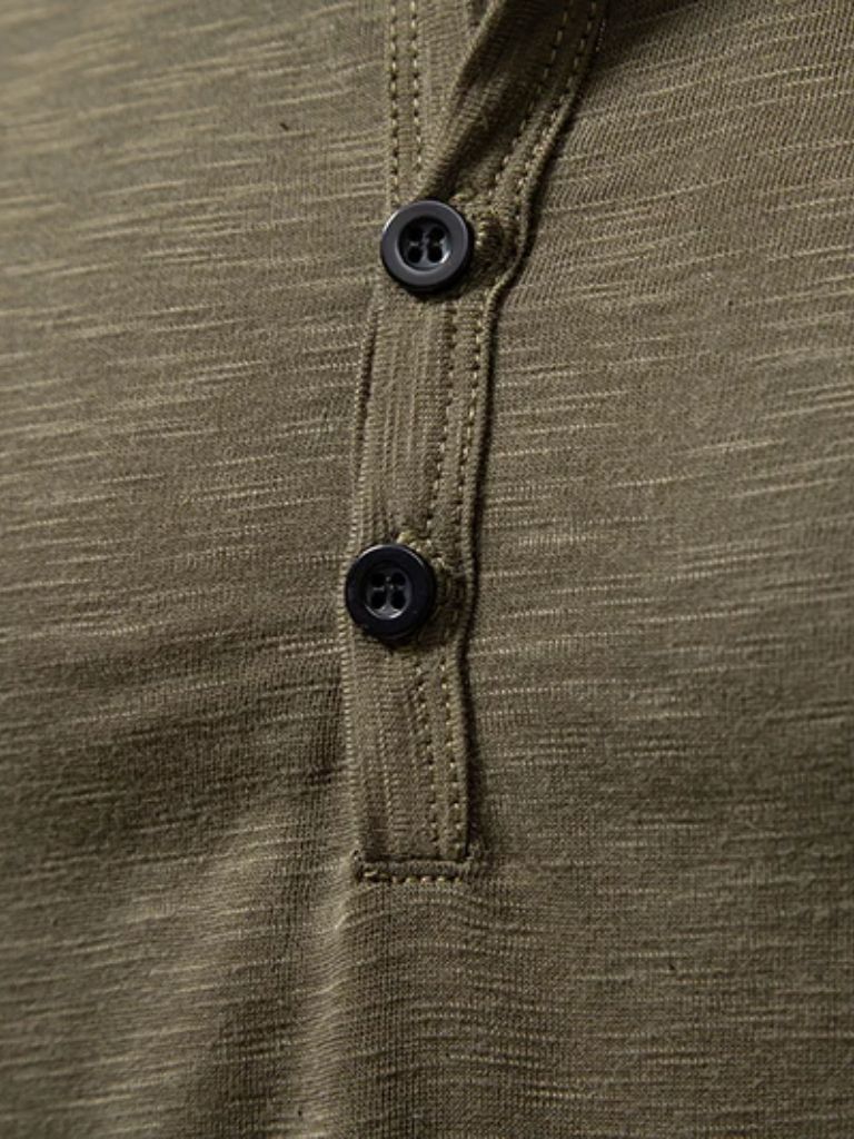 Casual Henry Neck Long Sleeve T-Shirt - Cross & Crown - Cross & Crown