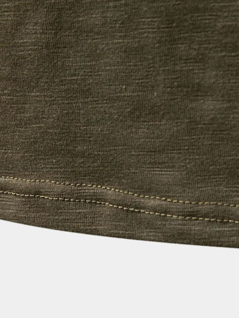 Casual Henry Neck Long Sleeve T-Shirt - Cross & Crown - Cross & Crown