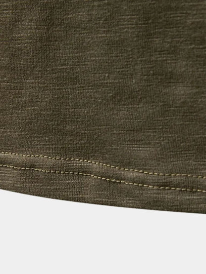 Casual Henry Neck Long Sleeve T-Shirt - Cross & Crown - Cross & Crown