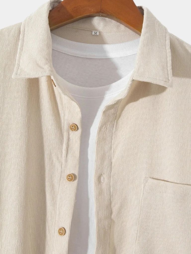 Casual Solid Corduroy Shirt - Cross & Crown - Cross & Crown