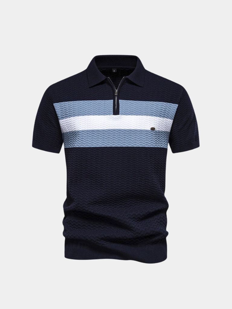 Classic Fit Quarter Zip Business Casual Short Sleeves Polo - Cross & Crown