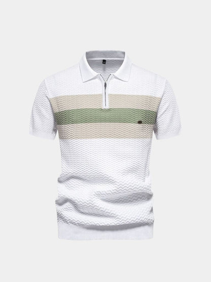 Classic Fit Quarter Zip Business Casual Short Sleeves Polo - Cross & Crown