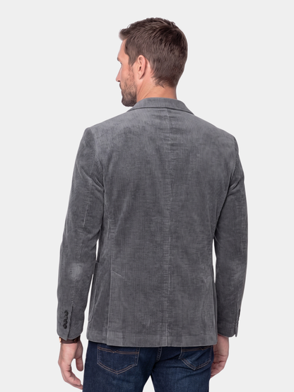 Back view of the gray corduroy blazer