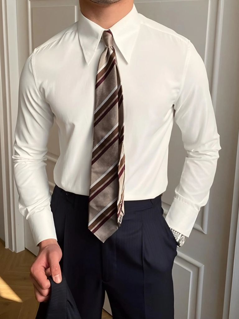 Elegant Spearpoint Collar Shirt - Cross & Crown - Cross & Crown