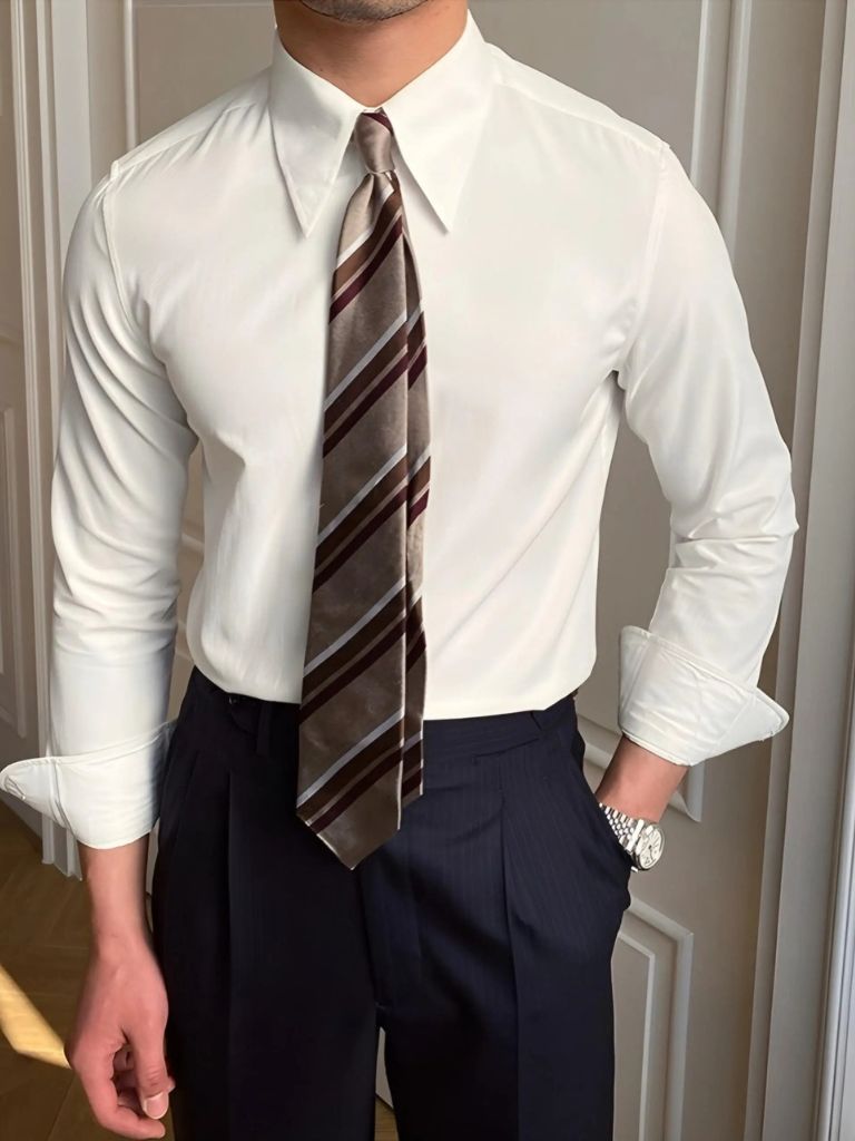 Elegant Spearpoint Collar Shirt - Cross & Crown - Cross & Crown