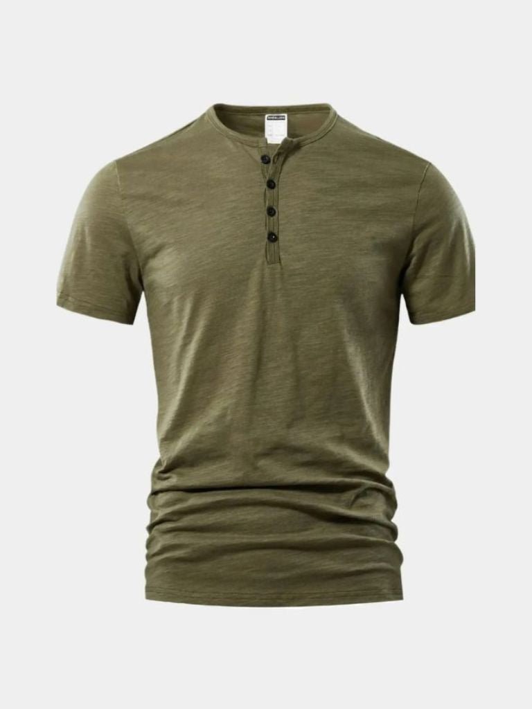 Essential Casual Henry Neck T-Shirt - Cross & Crown - Cross & Crown