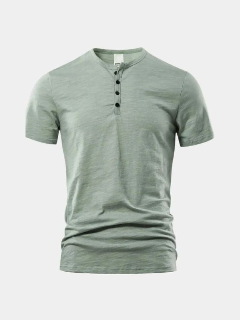 Essential Casual Henry Neck T-Shirt - Cross & Crown - Cross & Crown