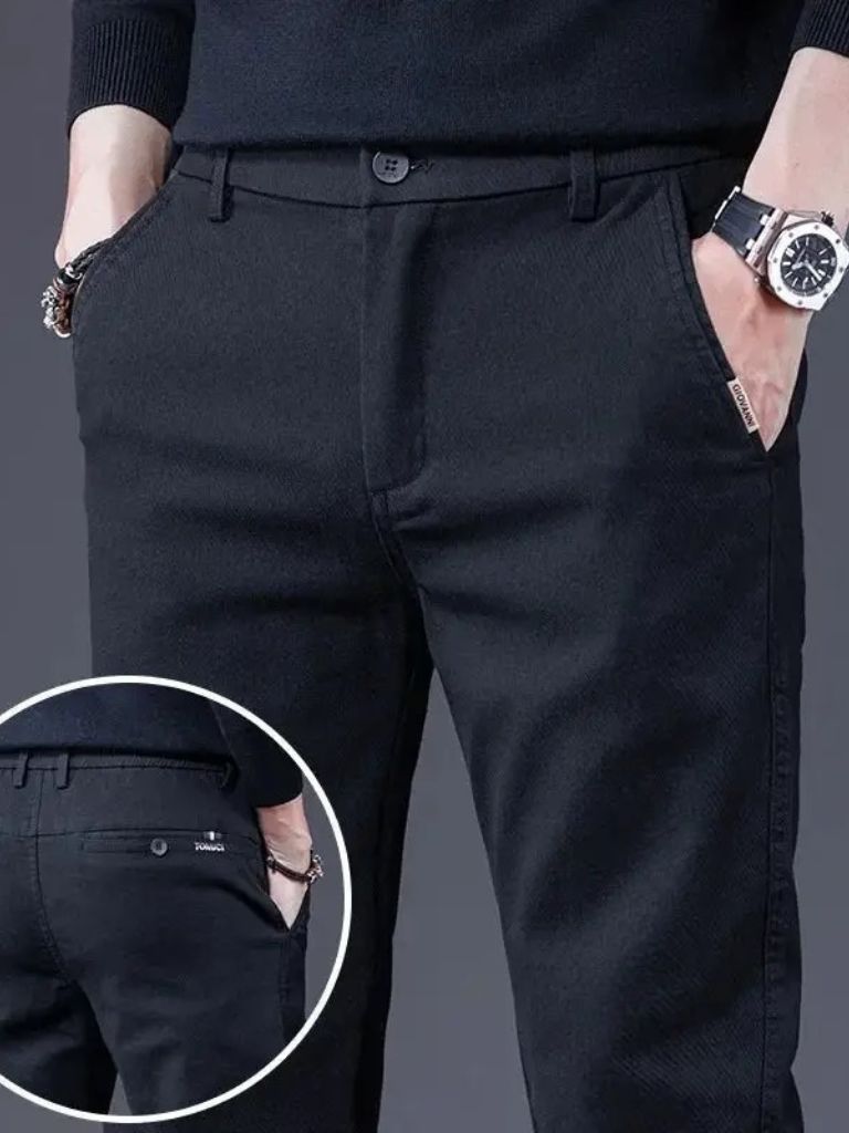 Essential Stretchy Straight Trousers - Cross & Crown - Cross & Crown
