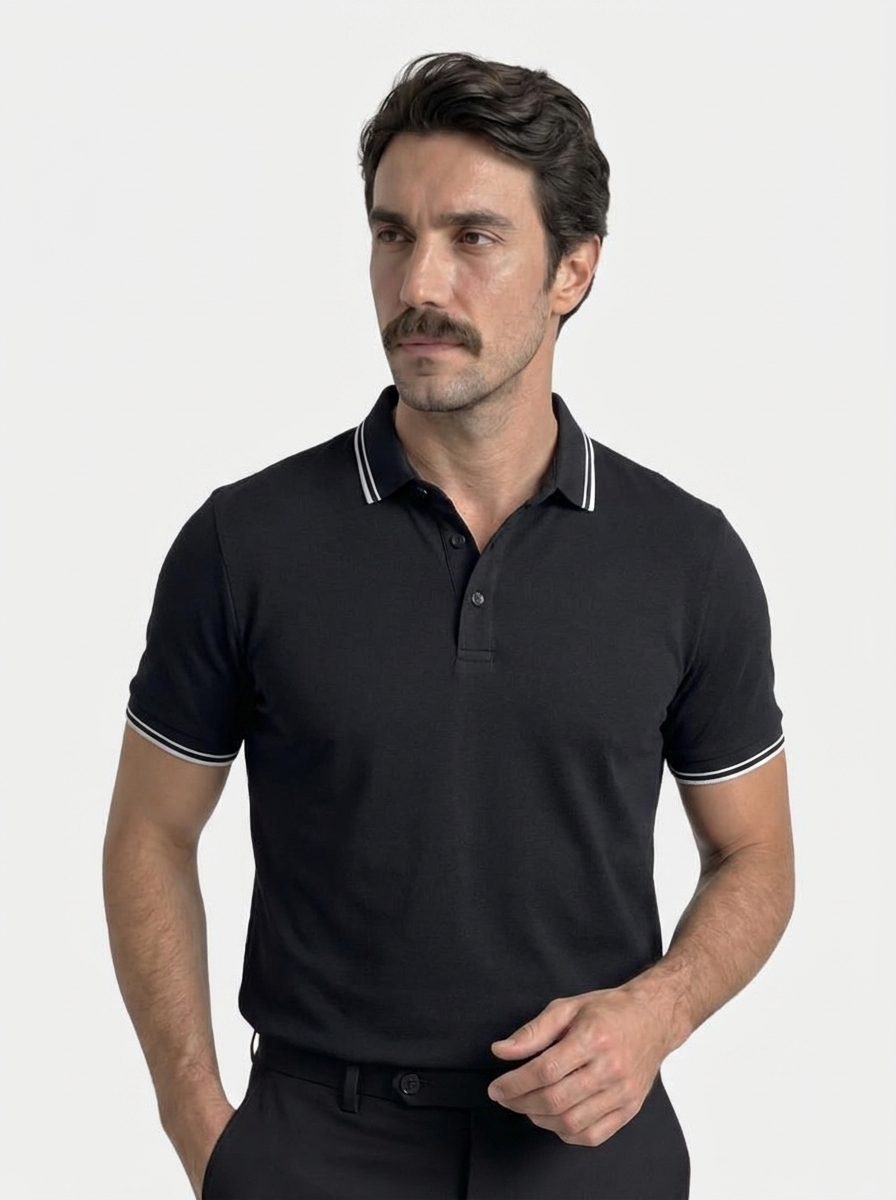 Obsidian Trim Polo – Cross & Crown