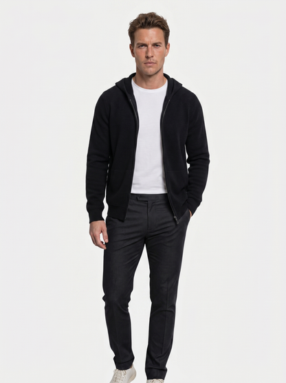 100% Merino Wool Zip Solid Color Sweater - Cross & Crown