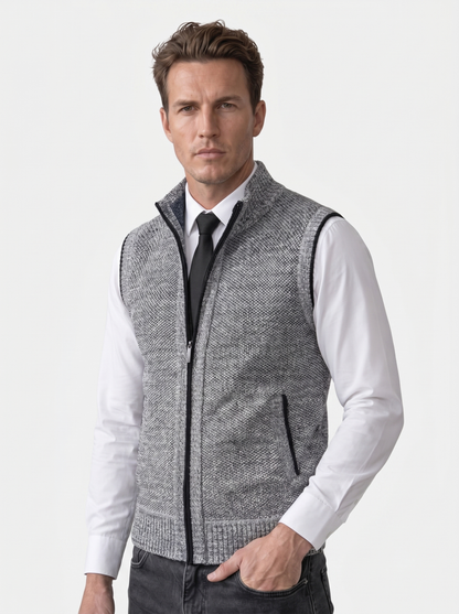 Elegant Full-Zip Sweater Vest - Cross & Crown