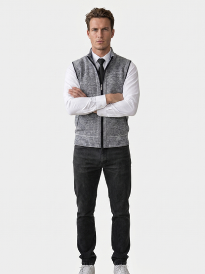 Elegant Full-Zip Sweater Vest - Cross & Crown