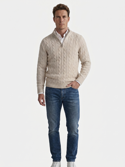Essential Half Zip Curve Sweater - Cross & Crown